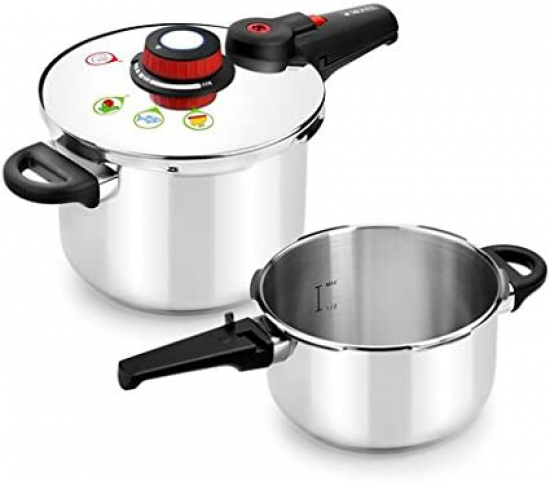 Set de 2 ollas a presión rápidas Monix SELECTA, 4 litros, 6 litros, inox